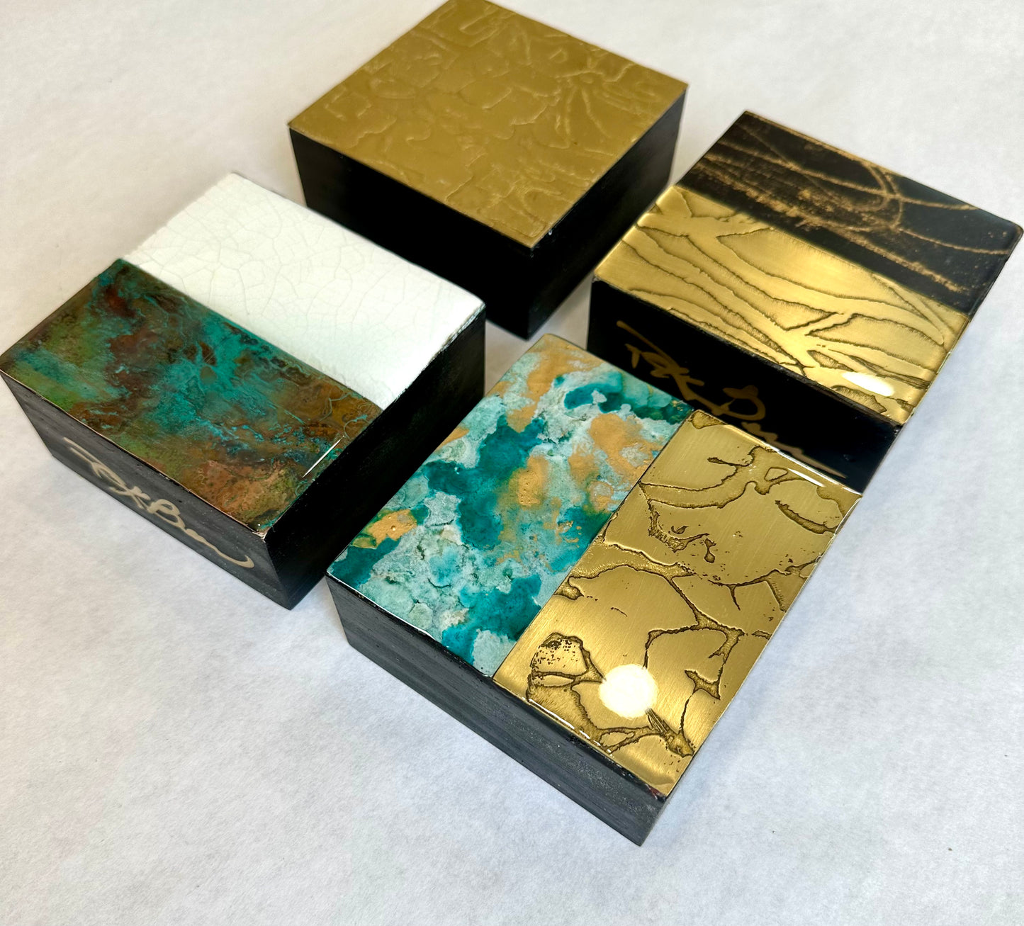 Mini Metal grouping  Original artwork - SET OF FOUR ( 4x4x2)