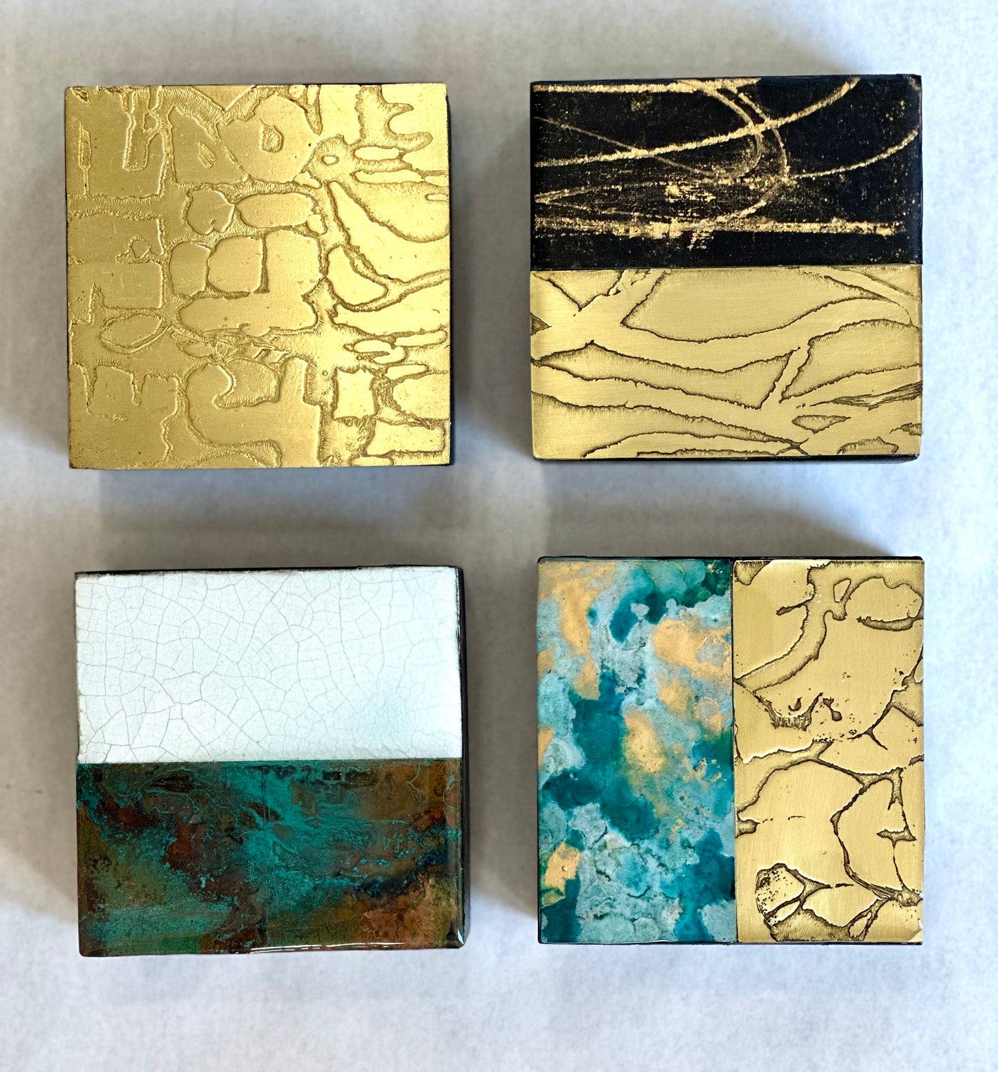 Mini Metal grouping  Original artwork - SET OF FOUR ( 4x4x2)